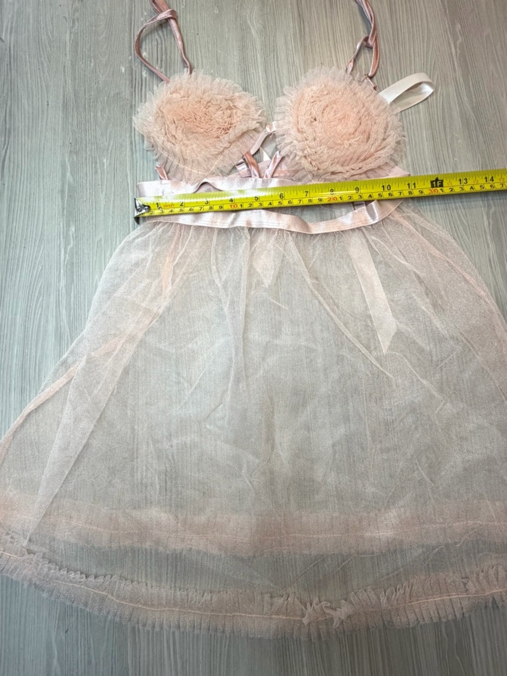 Sexy Pink Tulle Babydoll Lingerie - Sheer Ruffle Mesh Nightdress Cut-out Detail